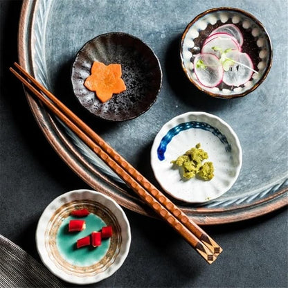 Appetizer Plates Retro Ceramic Seasoning Plate Home Snack Plate Hotel Restaurant Hot Pot Sauce Dish Flavor Dish for Condiment