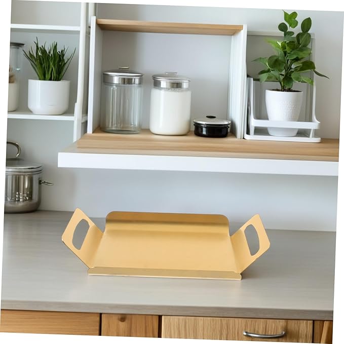 Decorative Stainless Steel Serving Tray Platter with Handles Multipurpose Design for Tea Baking Desserts Snacks Enhanced Thickness for Heavy-Duty Use