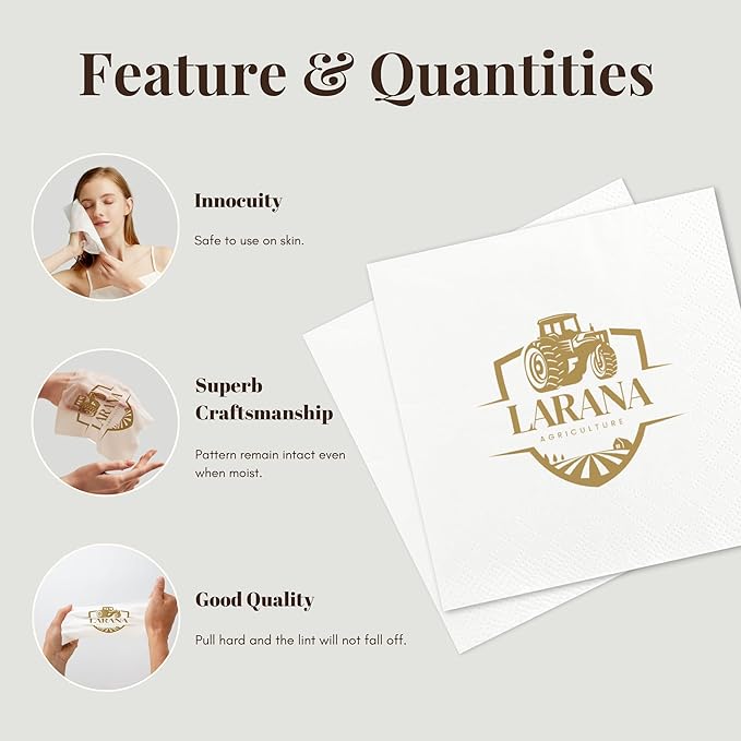 25Pcs 3 Ply Personalized Cocktail Napkins - Custom Napkins with Logo Photo Text - 4.8"x4.8" Customized Printed Logo Napkin for Business Bar Party Wedding Birthday Anniversary