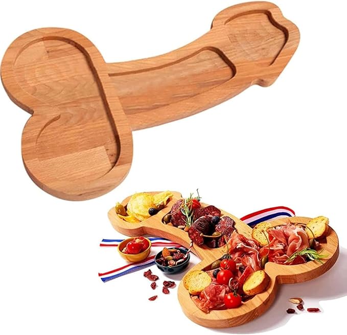 Bachelorette Party Decorations, Wood Hen Aperitif Board Cutlery Tray Bachelorette Party Naughty Plate Fruit Tray Appetizer Plate for Bridal Shower Party Supplies,L