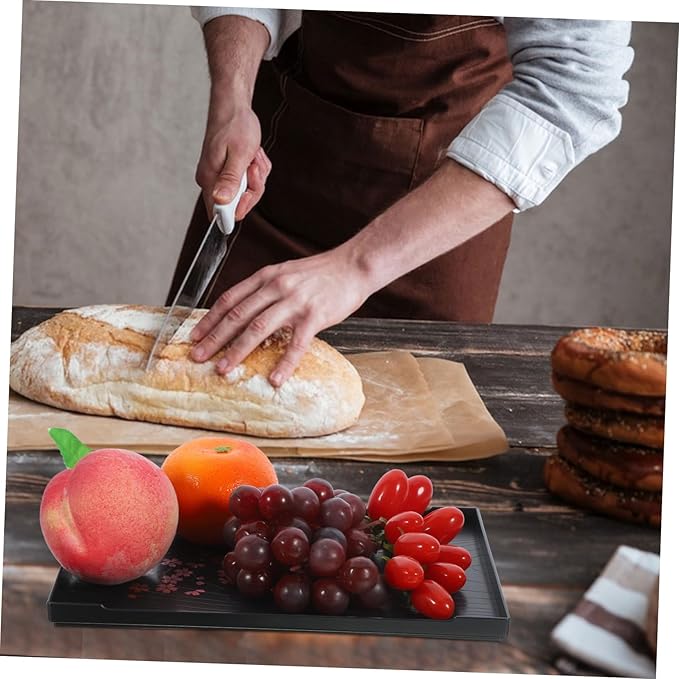 Happyyami Rectangular Tea Serving Tray with Elegant Pattern Multifunctional Food Platter for Snacks Fruits and Pastries Stylish Home Decor for Parties and Afternoon Tea