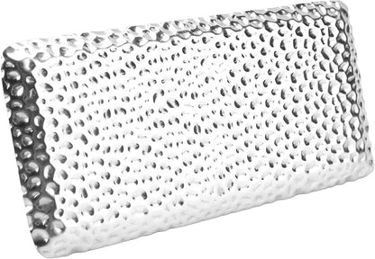 Hammered Tray Exquisite Odorless Stainless Steel Serving Tray for Living Room Bedroom Kitchen Bathroom Decor and Organization 19 5X9 5Cm Silver (Silver)