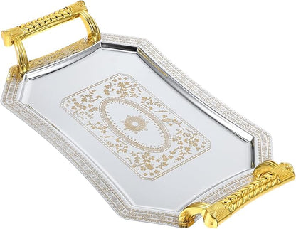 VOSAREA Elegant Carved Fruit Serving Tray Snack Dish Dessert Plate Food Tray for Desktop Wedding Fruit