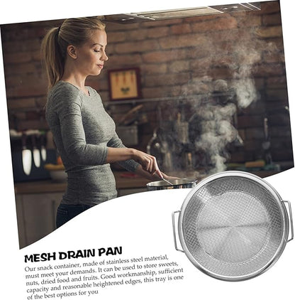 1 Set Mesh Drain Pan Barbeque Grill Plate Vegetable Drainer Fried Food Draining Rack Barbecue Grill Tray Smokeless Roasting Pan Roasting Tray Fruit Stainless Steel Egg Steamer