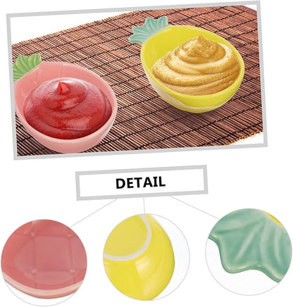 Cabilock 2pcs Pineapple Shape Ceramic Dish Creative Appetizer Dessert Plates for Sauces Condiments and Seasonings Stylish Home Tableware Yellow Pink Random