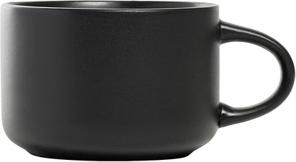10 Strawberry Street Wazee Matte 4.75"/22 oz Oversized Mug, Set of 6, Black