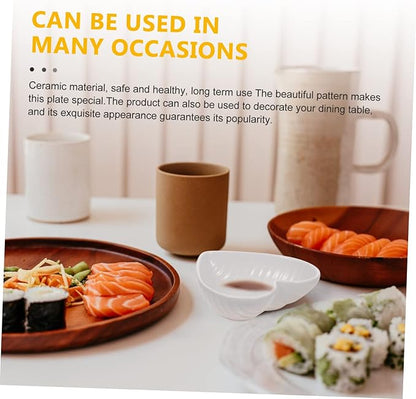 PRETYZOOM 4pcs Heart-shaped Ceramic Sauce Dish White Spice Dishes for Seasoning Dipping Condiments Family Gatherings Parties and Outdoor Events