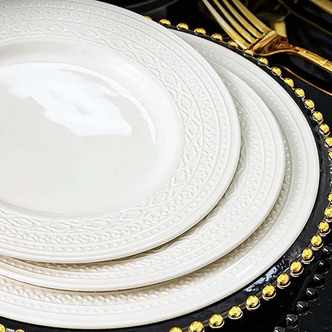 White Dinnerware Sets for 8 Dinner Plates 24 31 38 46 62pcs Plates And Bowls Sets Simple Style Dishware Sets Kitchen Dishes Set Dinner Set for Family Gatherings Dishwasher&Microwave Safe(38pcs)