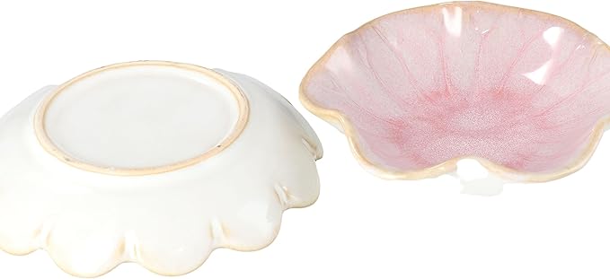 Leadigol 2pcs Sakura Shaped Ceramics Seasoning Dishes, Ketchup Appetizer Plates Vinegar Spice Salad Soy Sushi Seasoning Dipping Bowls Ceramics Plate