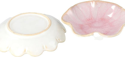 Leadigol 2pcs Sakura Shaped Ceramics Seasoning Dishes, Ketchup Appetizer Plates Vinegar Spice Salad Soy Sushi Seasoning Dipping Bowls Ceramics Plate