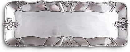 Arthur Court Designs Aluminum Metal Fleur-De-Lis Oblong Food Serving Tray Centerpiece 18 inch x 7 inch