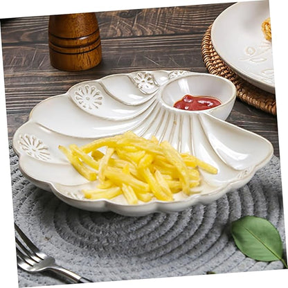 GLEAVI Unique Shell Shape Plate Ceramic Food Serving Dish for Daily Use Kitchen Tableware Decor