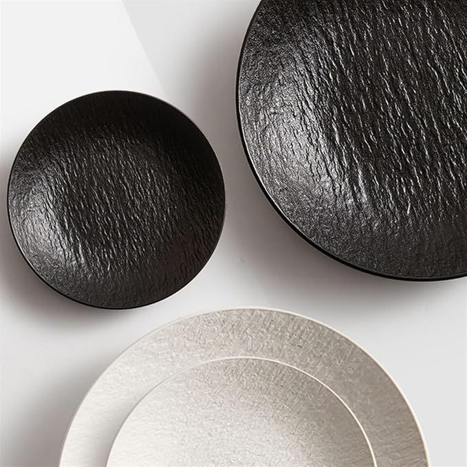 Party Supplies Fruit Tray Household Deep Plate Ceramic Salad Bowl Soup Plate White Rock Dish Household Kitchen Restaurant Plate Round Frosted Dining Plate Party Plates ( Color : A , Size : 11.14in )