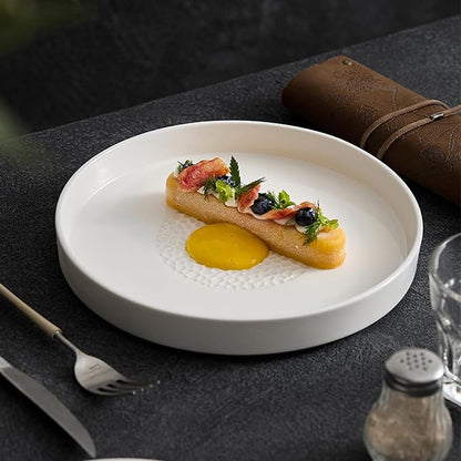White Ceramic Appetizer Plates, Tableware for Salads, Steaks and Baking, Home Plates, Daily Feasts, Multiple Sizes, Microwave and Dishwasher Safe(Size:22 * 22 * 3CM,Color:White)