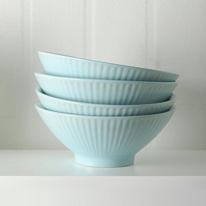 Christian Siriano Lustra Modern 16-Piece Stoneware Dinnerware Set, Plates and Bowls Set, Dinner and Salad Plates, Ramen Bowls, Dishes for 4, Teal