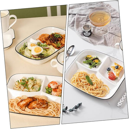 PRETYZOOM Ceramic Divided Dinnerware for Party Plates Meal Prep Containers Easy to Clean for Appetizers and Desserts