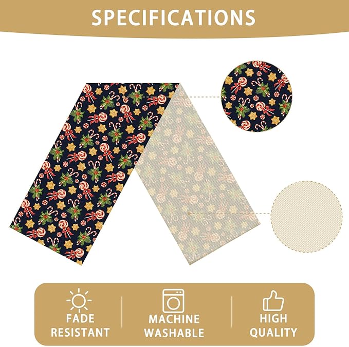 Christmas Candy Table Runner Seasonal Holiday Kitchen Dining Linen Table Decoration for Indoor Outdoor Home Party Decor 13 x 72 Inch