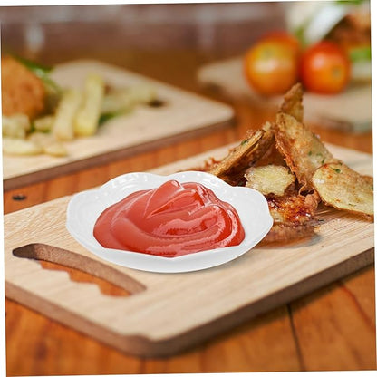 2pcs Ceramic Dipping Bowl Spice Plate Serving Plate Seasoning Bowl Sauce Appetizer White