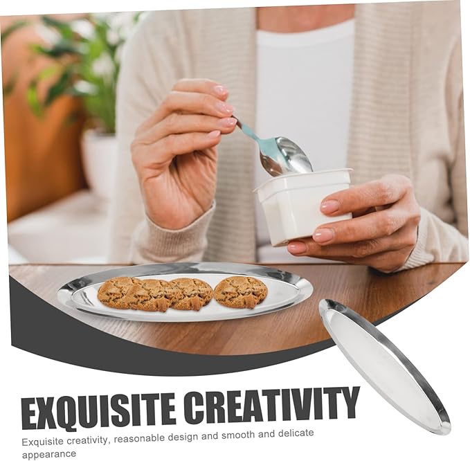 Stainless Steel Snack Serving Tray Creative Oval Food Plate for Restaurant Home Use for Towel Storage Desserts and Appetizers