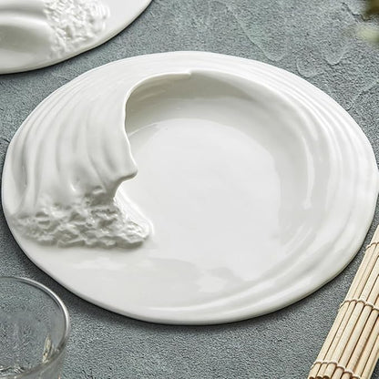 HEALLILY Ceramic Food Plate Creative Snack Serving Dish Western Style Porcelain Platter for Sushi Salad and Appetizers Easy to Clean for Weddings Gatherings