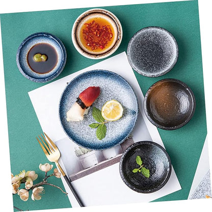 5pcs Ceramic Seasoning Plates Assorted Appetizer Dishes for Dipping Sauces for Family Gatherings Bbq and Outdoor Picnics