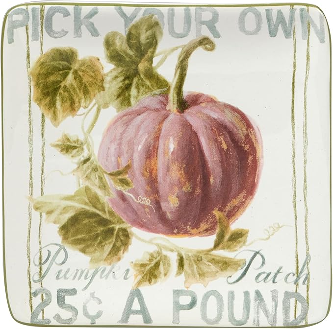 Certified International Autumn Harvest Set Square Canape/Luncheon Plates, Set of 4, Small