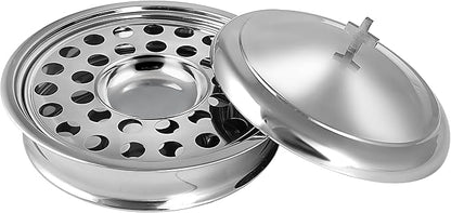 Communion Ware Church Set | 1 Communion Wine Tray with Center Bread Plate and Cover | 32 Cups Capacity Tray | Ideal for Churches | Stainless Steel - Shiny (Silver) Finish