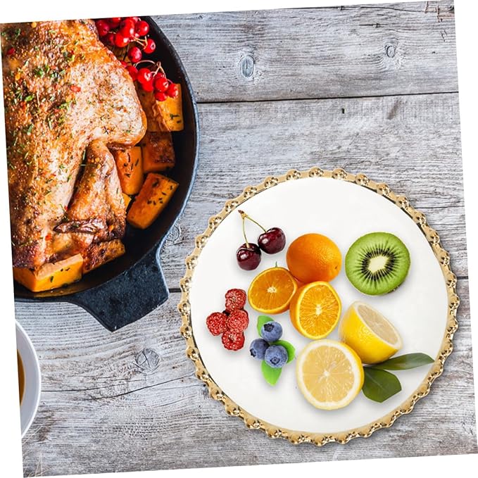 Mobestech Ceramic Double Appetizer Plate Stable Porcelain Dinner Plate for Party Festival Household Round Dessert and Fruit Serving Tray