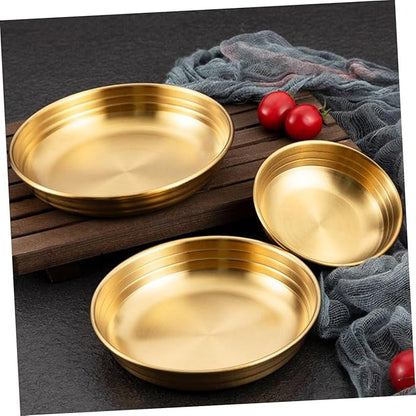 Korean Style Flat Bottom Kimchi Dish Stainless Steel Appetizer Plate for Dipping Sauces and Seasoning for Cold Dishes and Condiments