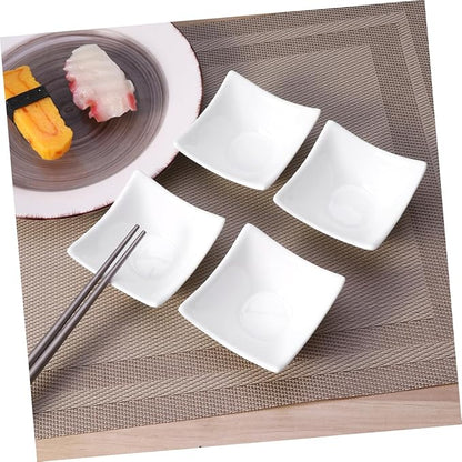 Garneck 2pcs Four-corner Ceramic Sauce Dishes Snack Plates for Appetizers Dipping Party Serving