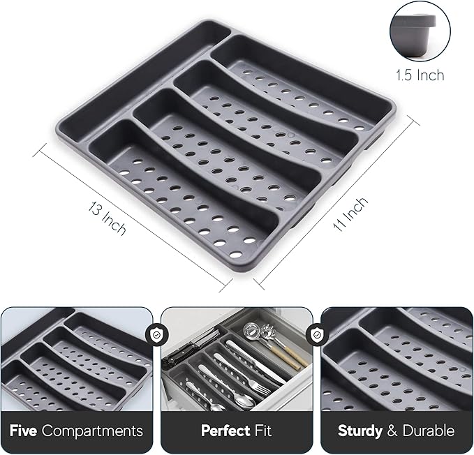 Silverware Set with Organizer and Chopsticks- 49 Pieces, Premium Stainless Steel Flatware Set, Heavy Duty Cutlery Set for 6, Dishwasher Safe Premium Kitchen Utensils, BANZOO Serving Utensils