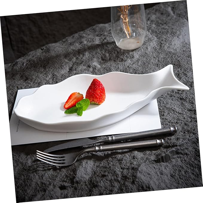 Ceramic Fish-shaped Steaming Plate Non-toxic Household Dish for Appetizers and Desserts Versatile Dinner Plate for Use