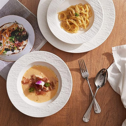 Dinner Plates Set Serving Plate Breakfast Plate Ceramic Straw Hat Plate Deep Dish Western Dinner Plate Salad Plate Hotel Tableware Kitchen Salad Bowl(B)