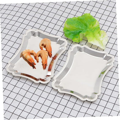 2pcs Stainless Steel Dessert Plates Cake Trays for Party Divided Serving Trays Food Safe Polished Design for Wedding
