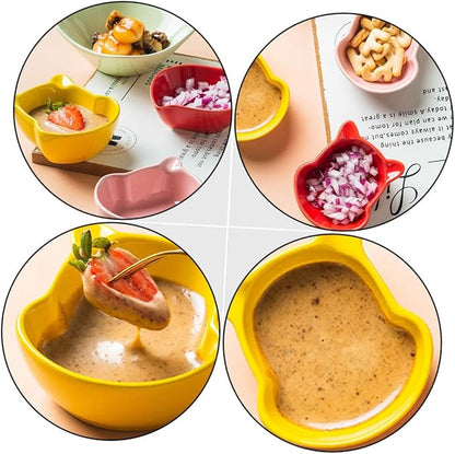 4 Pcs Ceramic Saucer Dish Food Tray Saucers Bowl Appetizer Plates Ceramic Dip Bowls Dipping Sauce Dish Bear Shaped Saucer Dish Seasoning Dipping Dish Tableware Ceramics Red Sushi