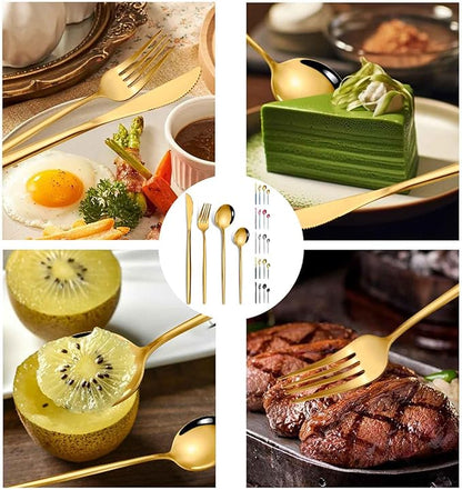 24 Piece Dining Service for 6, Kitchen Utensil Serving Set Include Knives/Forks/Spoons for Tableware, Formal Events, Parties, Dishwasher Safe(Size:A,Color:Silver)