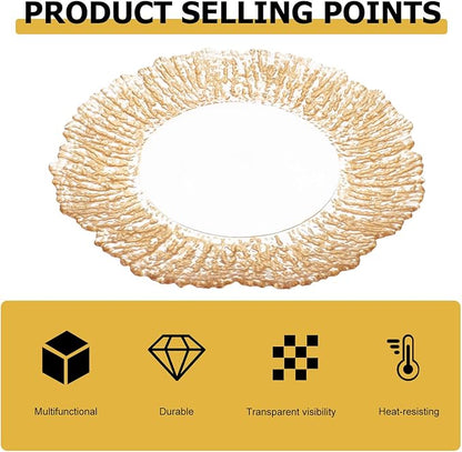 Luxshiny Creative Tree Grain Glass Fruit Tray, Gold Electroplated Snack Serving Tray, Wedding Dessert Plate for Party and Holiday Table Display