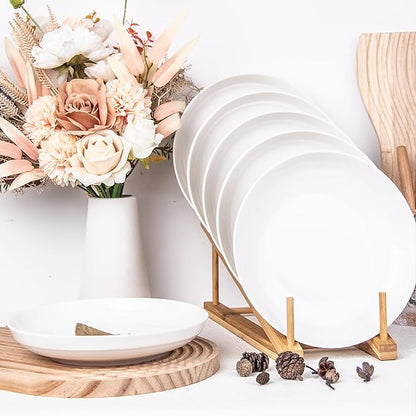 QUANSHANGJUSet of 6 Dinner Plates 8 Inch, White Porcelain Plates, Microwave Oven Dishwasher Safe Scratch Resistant