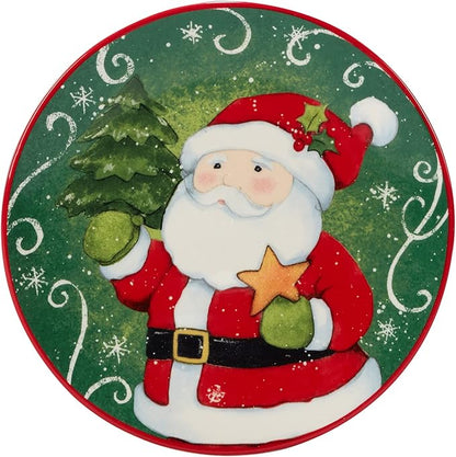 Certified International Holiday Magic Santa 6" Canape/Luncheon/Snack Plates, Set of 4