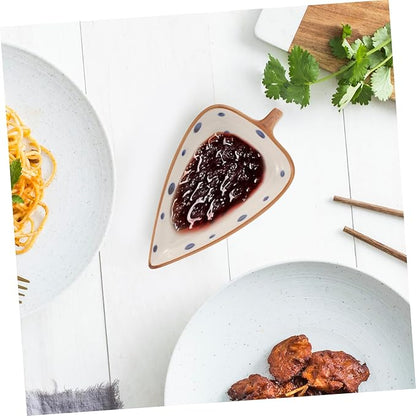 KICHOUSE Ceramic Snack Dish Hand-painted Leaf-shaped Appetizer Plate for Dipping Sauces for Home and Restaurant Use Decorative and Practical Ceramic Serving Tray