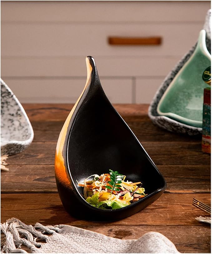 Appetizer Plates Hotel Cuisine Retro Ceramic Leaf Bowl Special-shaped Bowl Snack Bowl Cold Dish Bowl Dish Plate Cheap Plates(B)