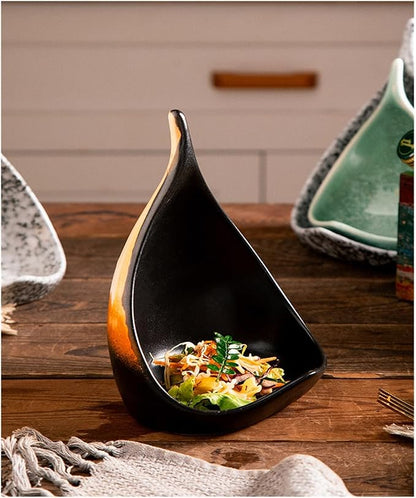 Appetizer Plates Hotel Cuisine Retro Ceramic Leaf Bowl Special-shaped Bowl Snack Bowl Cold Dish Bowl Dish Plate Cheap Plates(B)