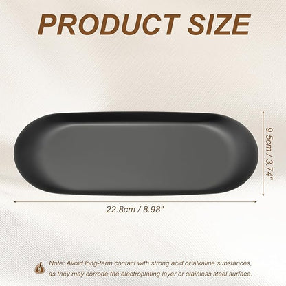 uxcell Square Serving Trays, 8.98" Stainless Steel Decorative Jewelry Dish, Small Vanity Tray for Bathroom Aromatherapy Candle Drink Plate,Black