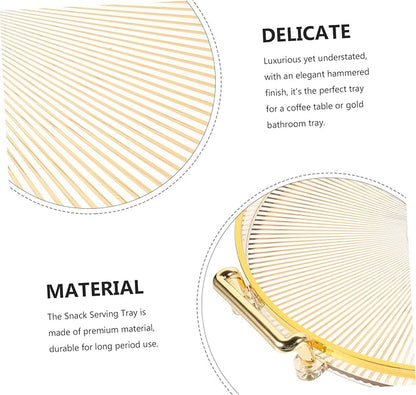 ABOOFAN Round Dual-Handle Serving Tray Vintage Decorative Fruit Plate for Home Kitchen Accessory for Tea Cups Snacks and Jewelry Organization