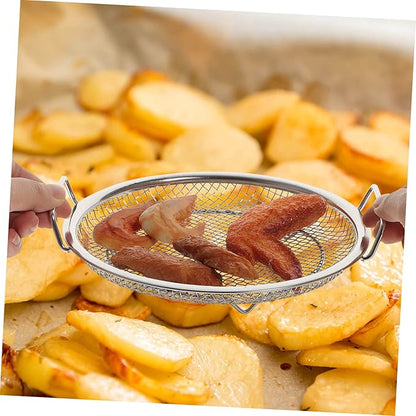 1 Set Mesh Drain Pan Barbeque Grill Plate Vegetable Drainer Fried Food Draining Rack Barbecue Grill Tray Smokeless Roasting Pan Roasting Tray Fruit Stainless Steel Egg Steamer