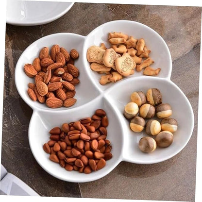 Compartment Ceramic Food Serving Plate Split Meal Tray for Snacks Desserts and Appetizers for Office School and Restaurant Use