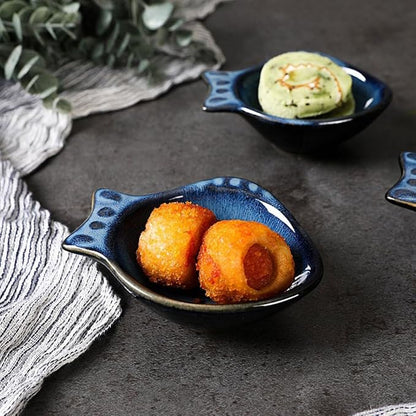 Alipis 2pcs Fish Style Ceramic Sauce Dishes Small Appetizer Plates for Condiments Vinegar and Dipping Sauces for Snacks and Desserts for Home Use