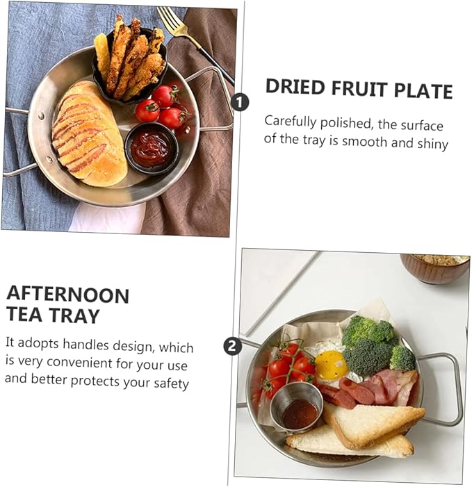1pc Party Food Plate with Double Handles Snack Tray for Serving Salad for Afternoon Tea Bbqs Camping and Family Gatherings