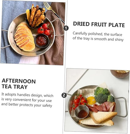 1pc Party Food Plate with Double Handles Snack Tray for Serving Salad for Afternoon Tea Bbqs Camping and Family Gatherings