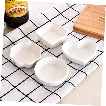 2PCS White Ceramic Dipping Dish Elegant Porcelain Appetizer Plates for Seasoning Sauce Desserts and Condiments Square Shape Lightweight Stackable Design